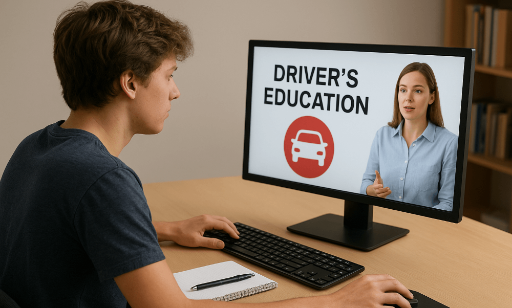 Student in front of computer